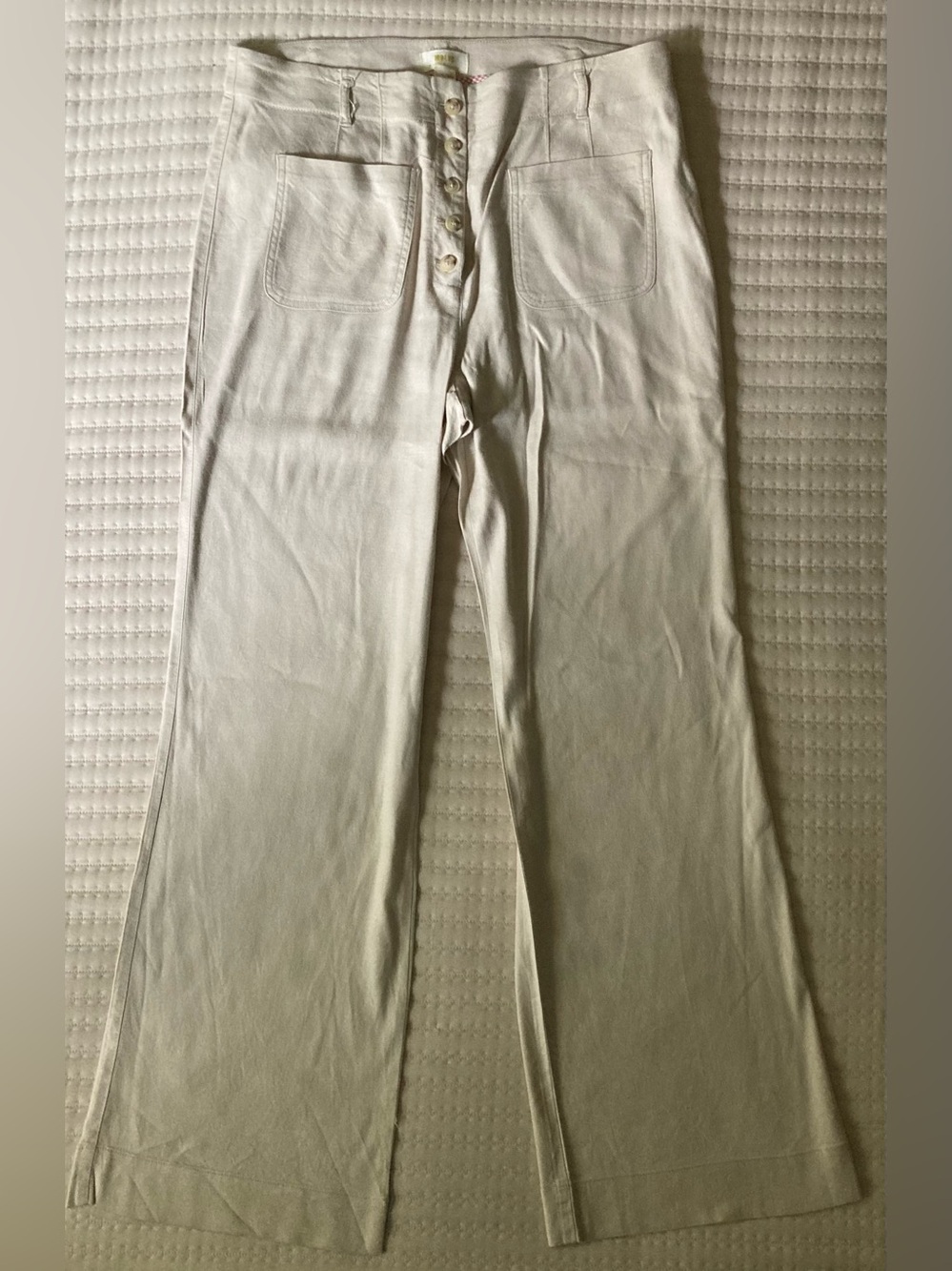 Maeve by Anthropologie Wide Leg Linen Blend Ivory Pants Women’s 14 35x32